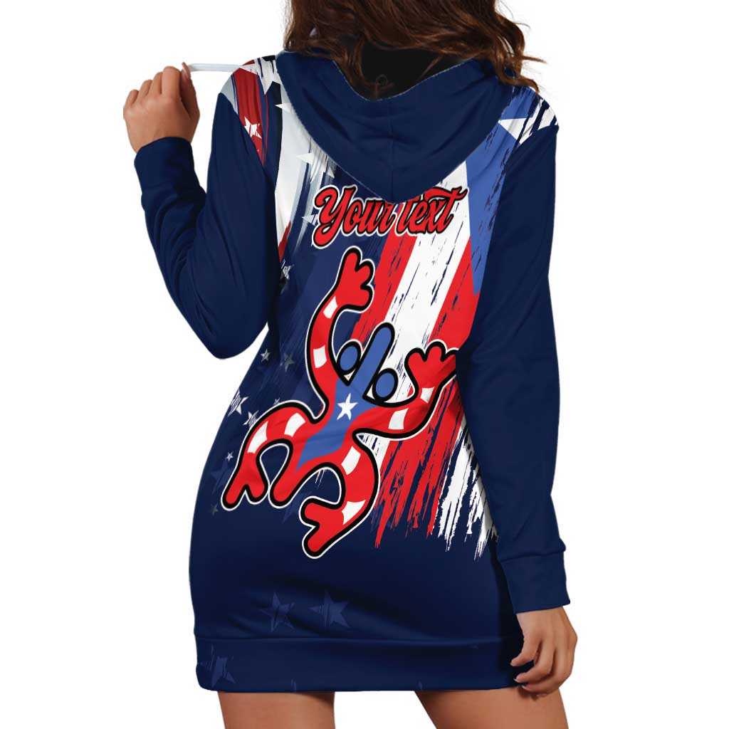 Personalized Puerto Rico American Hoodie Dress Boricua Taino Frog