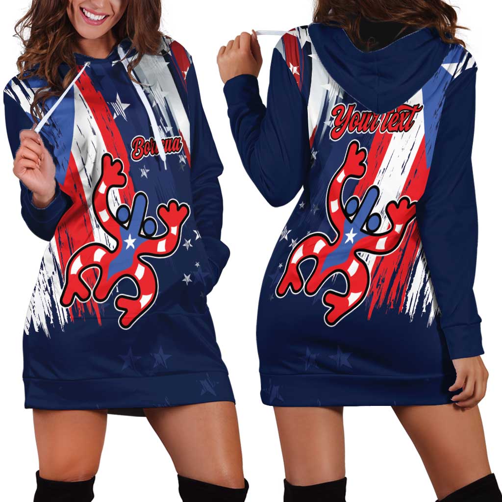 Personalized Puerto Rico American Hoodie Dress Boricua Taino Frog