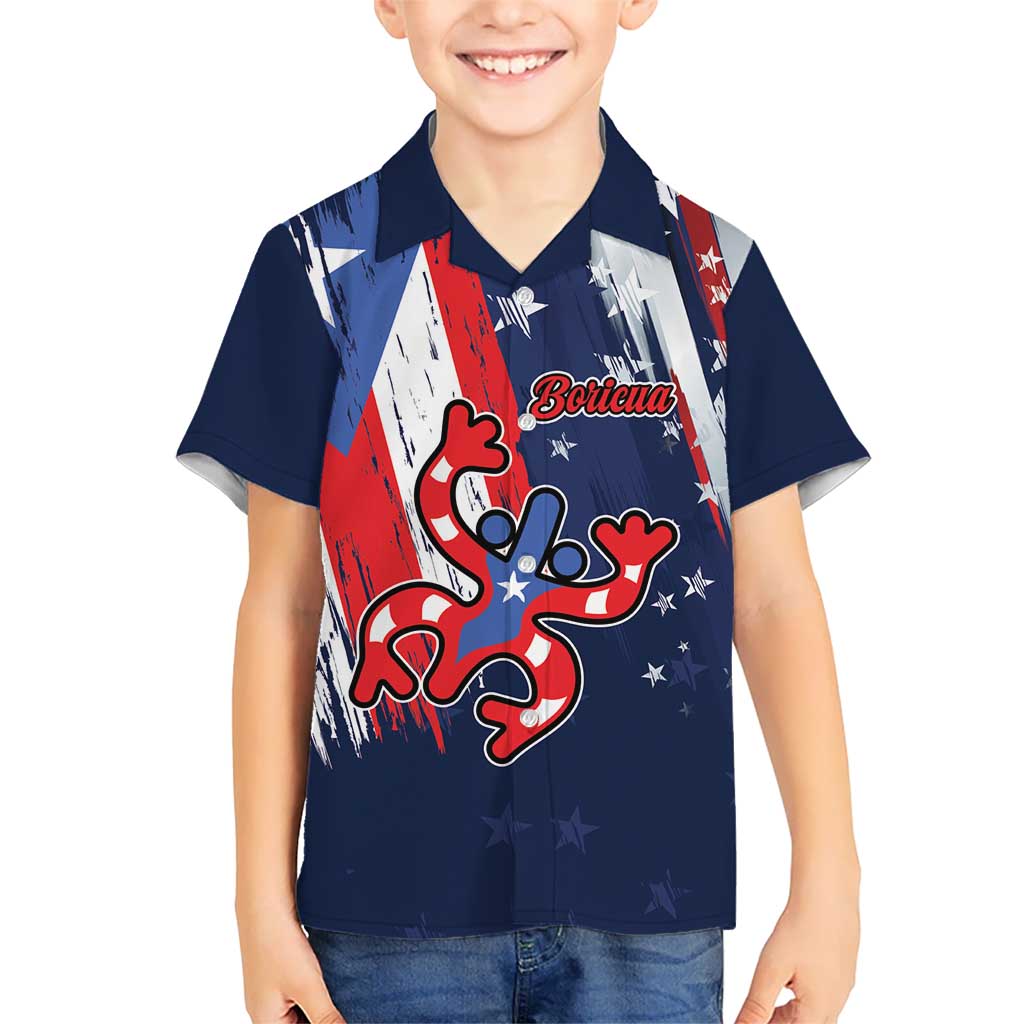 Personalized Puerto Rico American Kid Hawaiian Shirt Boricua Taino Frog