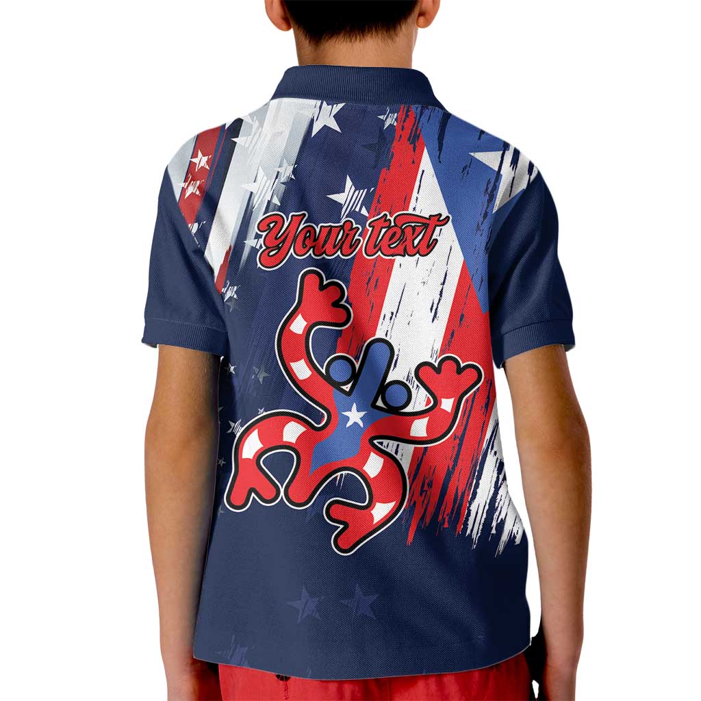 Personalized Puerto Rico American Kid Polo Shirt Boricua Taino Frog
