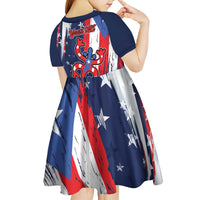 Personalized Puerto Rico American Kid Short Sleeve Dress Boricua Taino Frog