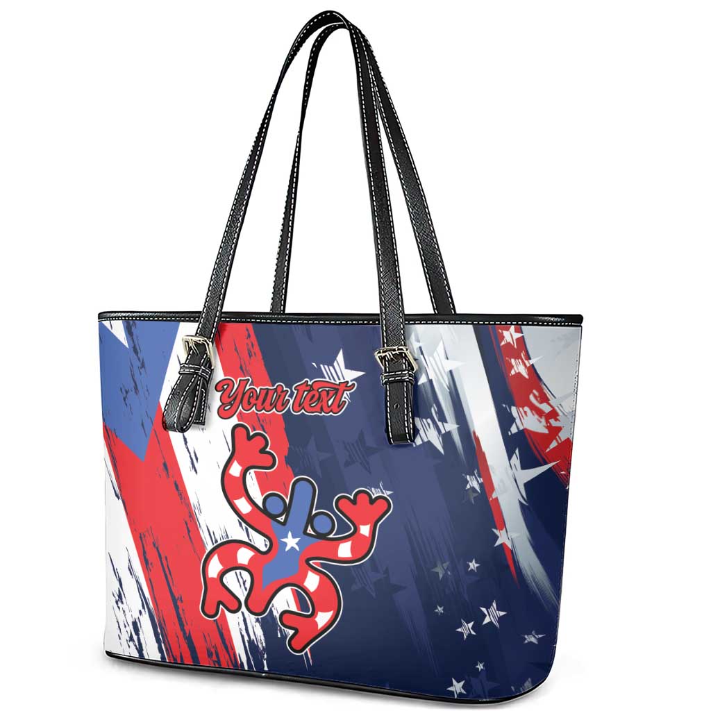 Personalized Puerto Rico American Leather Tote Bag Boricua Taino Frog