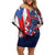 Personalized Puerto Rico American Off Shoulder Short Dress Boricua Taino Frog