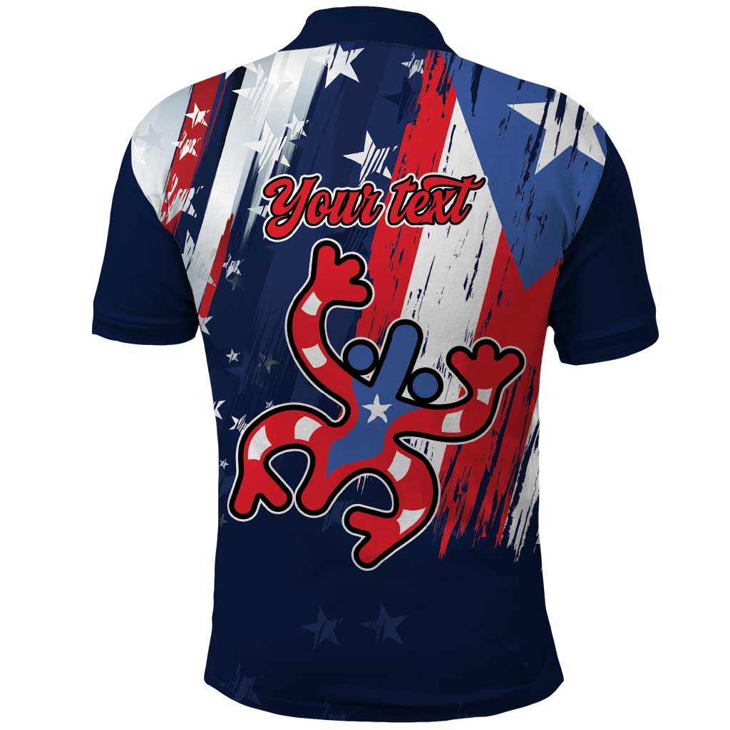 Personalized Puerto Rico American Polo Shirt Boricua Taino Frog