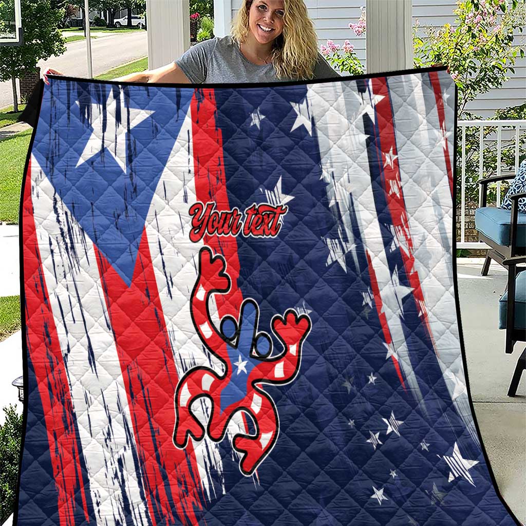 Personalized Puerto Rico American Quilt Boricua Taino Frog