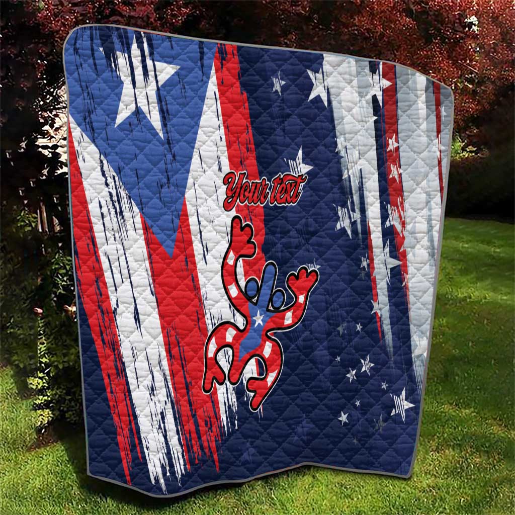 Personalized Puerto Rico American Quilt Boricua Taino Frog