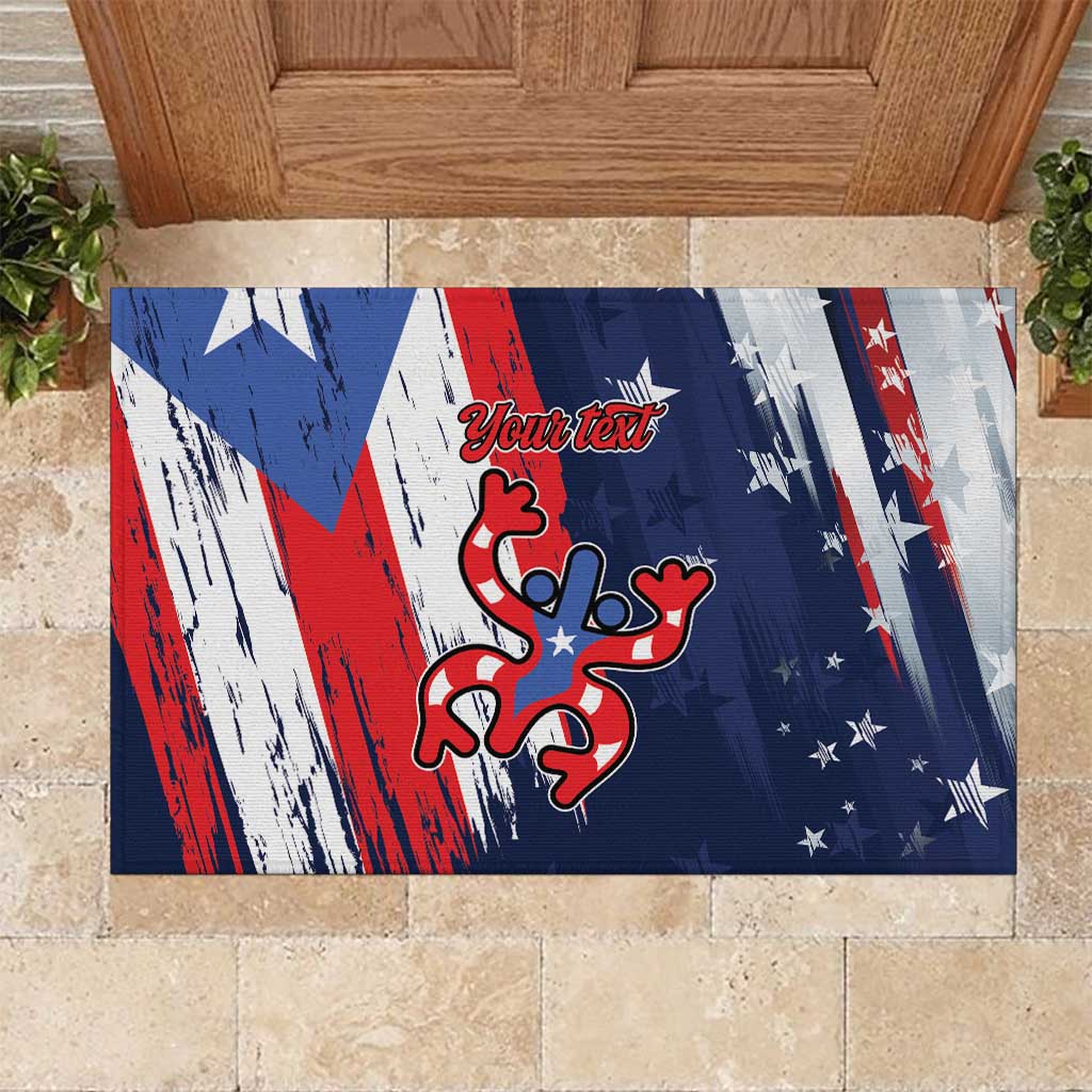 Personalized Puerto Rico American Rubber Doormat Boricua Taino Frog