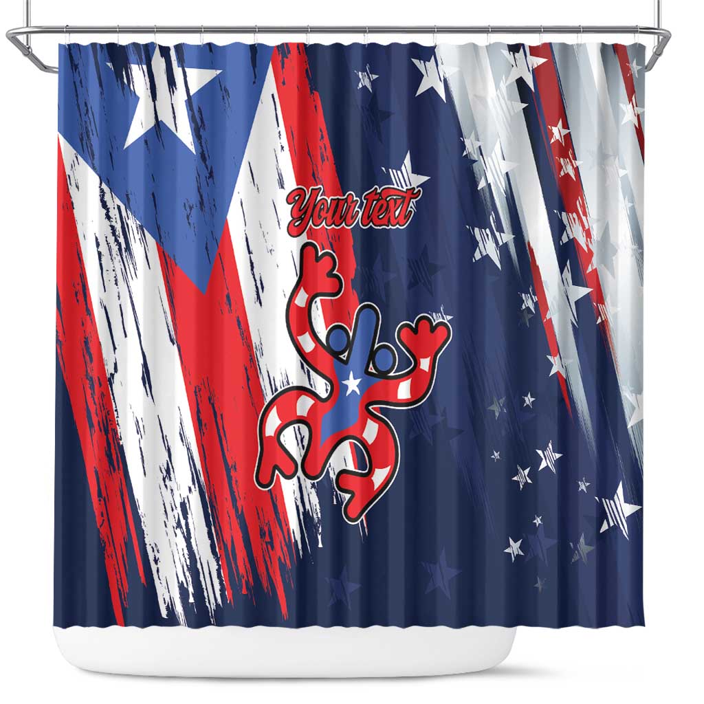 Personalized Puerto Rico American Shower Curtain Boricua Taino Frog