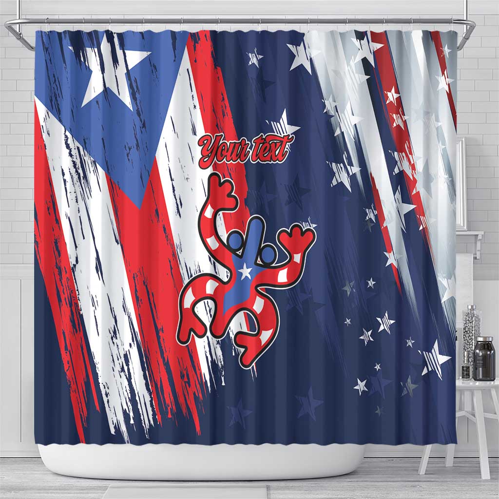 Personalized Puerto Rico American Shower Curtain Boricua Taino Frog