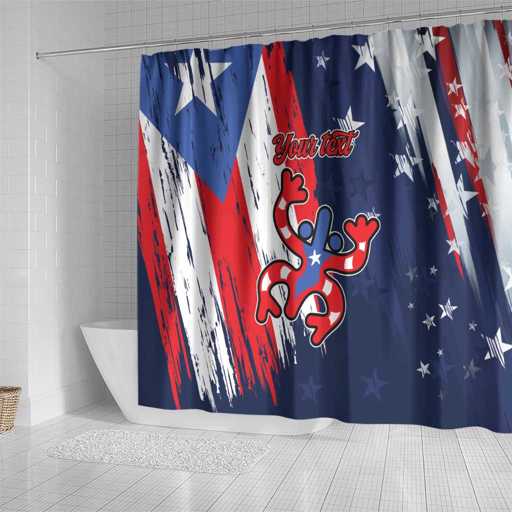 Personalized Puerto Rico American Shower Curtain Boricua Taino Frog