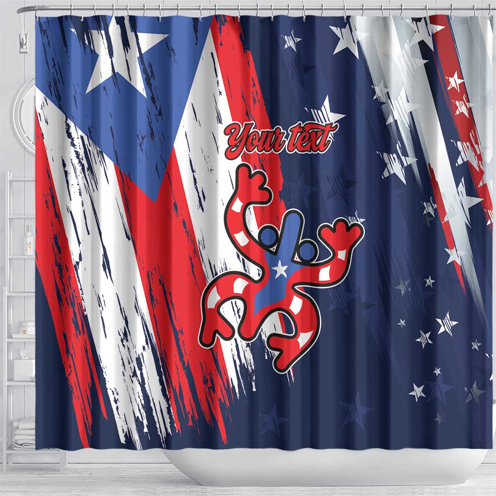 Personalized Puerto Rico American Shower Curtain Boricua Taino Frog