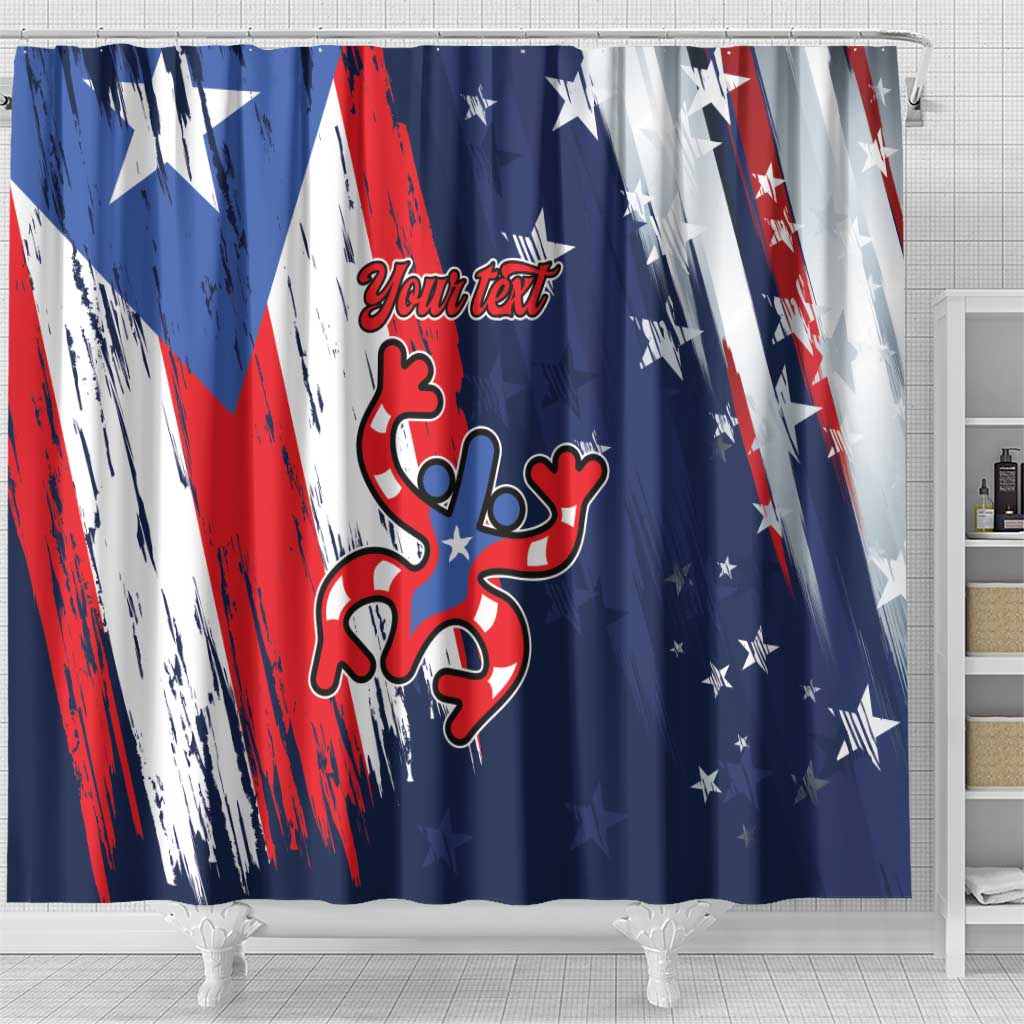Personalized Puerto Rico American Shower Curtain Boricua Taino Frog