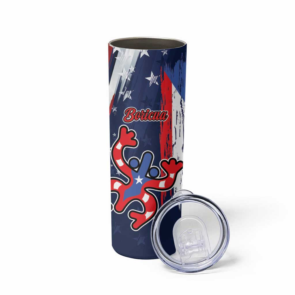 Personalized Puerto Rico American Skinny Tumbler Boricua Taino Frog