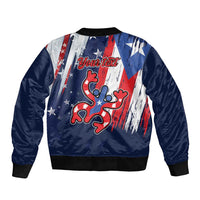 Personalized Puerto Rico American Sleeve Zip Bomber Jacket Boricua Taino Frog