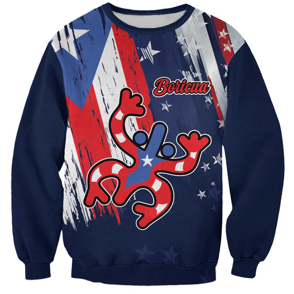 Personalized Puerto Rico American Sweatshirt Boricua Taino Frog