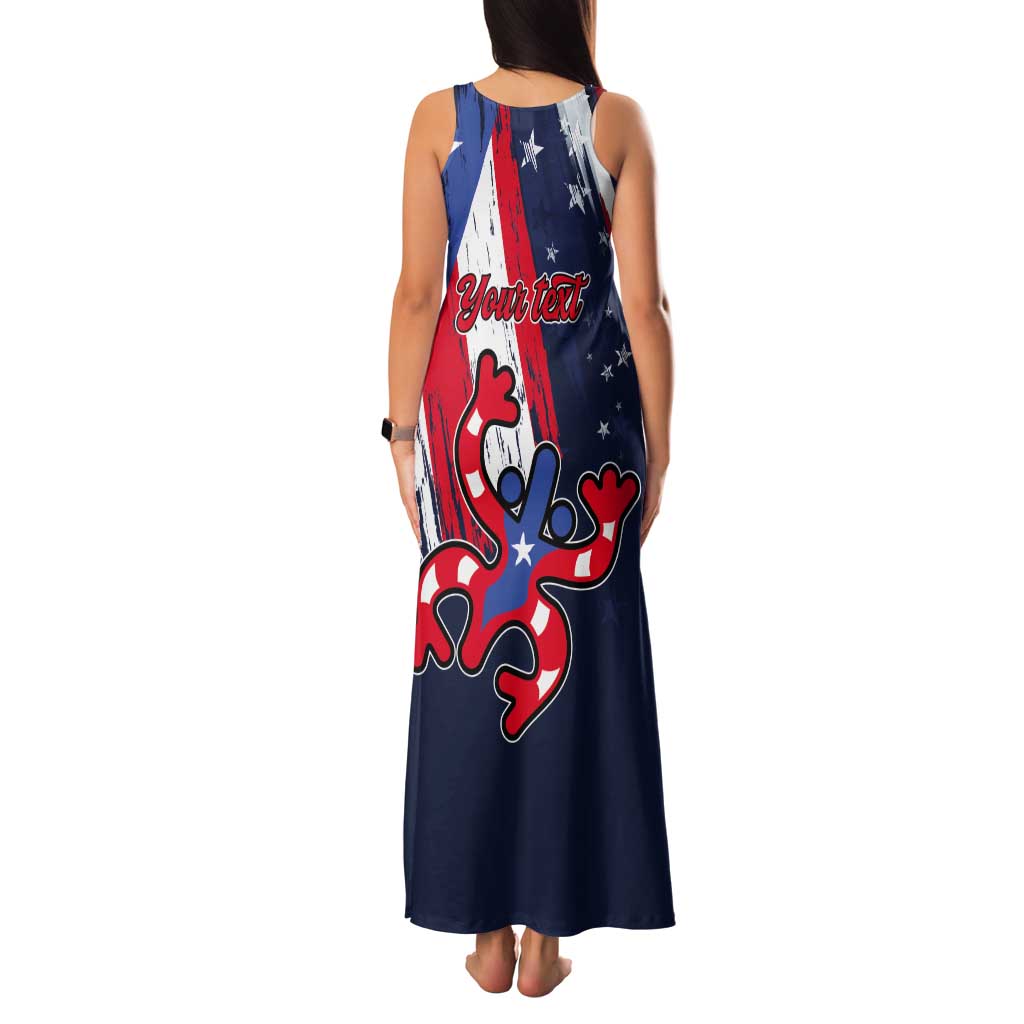 Personalized Puerto Rico American Tank Maxi Dress Boricua Taino Frog
