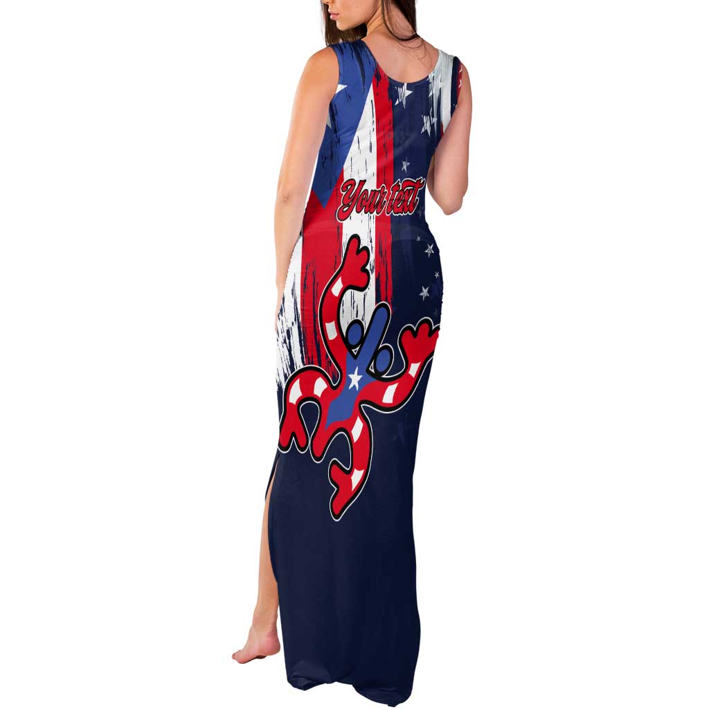 Personalized Puerto Rico American Tank Maxi Dress Boricua Taino Frog
