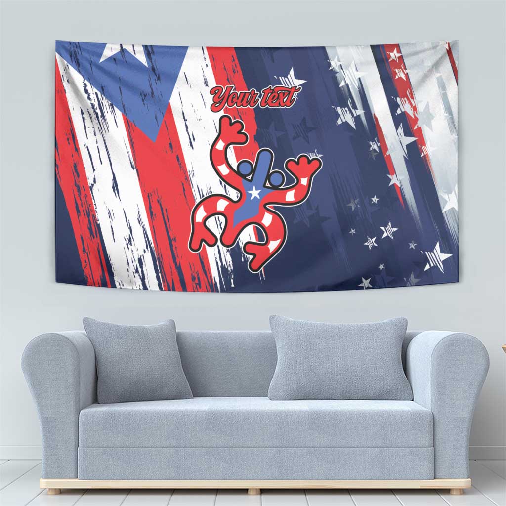 Personalized Puerto Rico American Tapestry Boricua Taino Frog