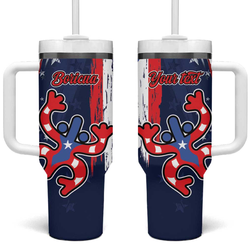 Personalized Puerto Rico American Tumbler With Handle Boricua Taino Frog
