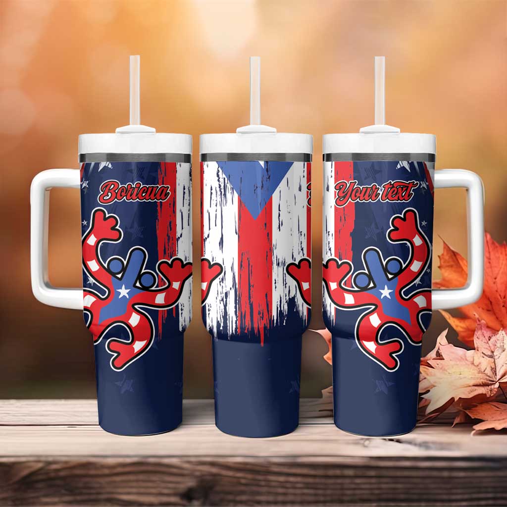 Personalized Puerto Rico American Tumbler With Handle Boricua Taino Frog
