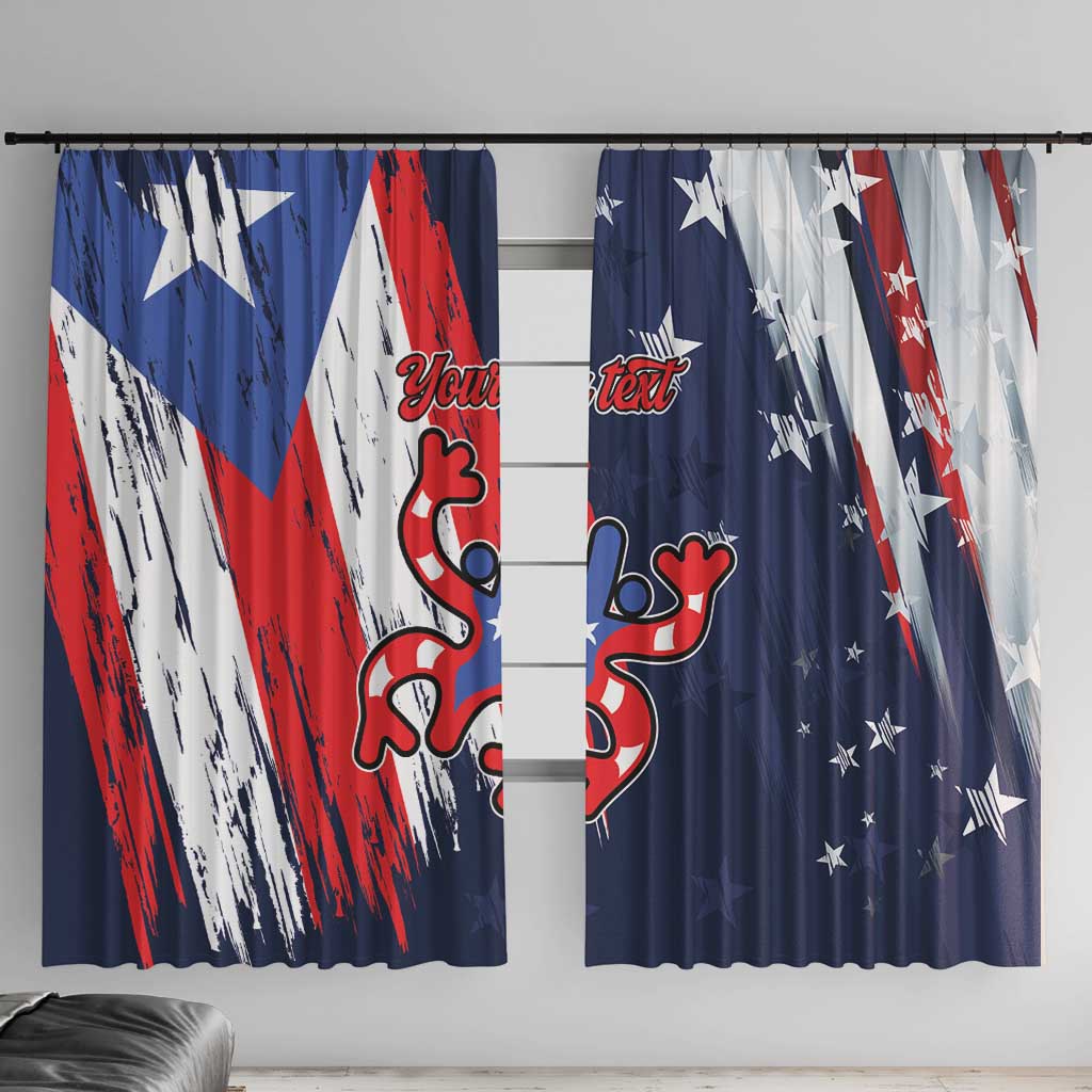 Personalized Puerto Rico American Window Curtain Boricua Taino Frog