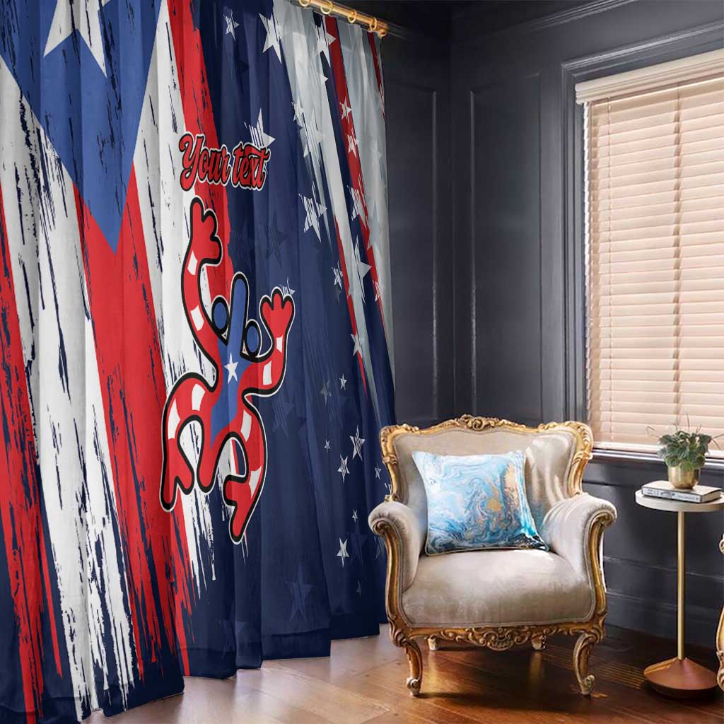 Personalized Puerto Rico American Window Curtain Boricua Taino Frog