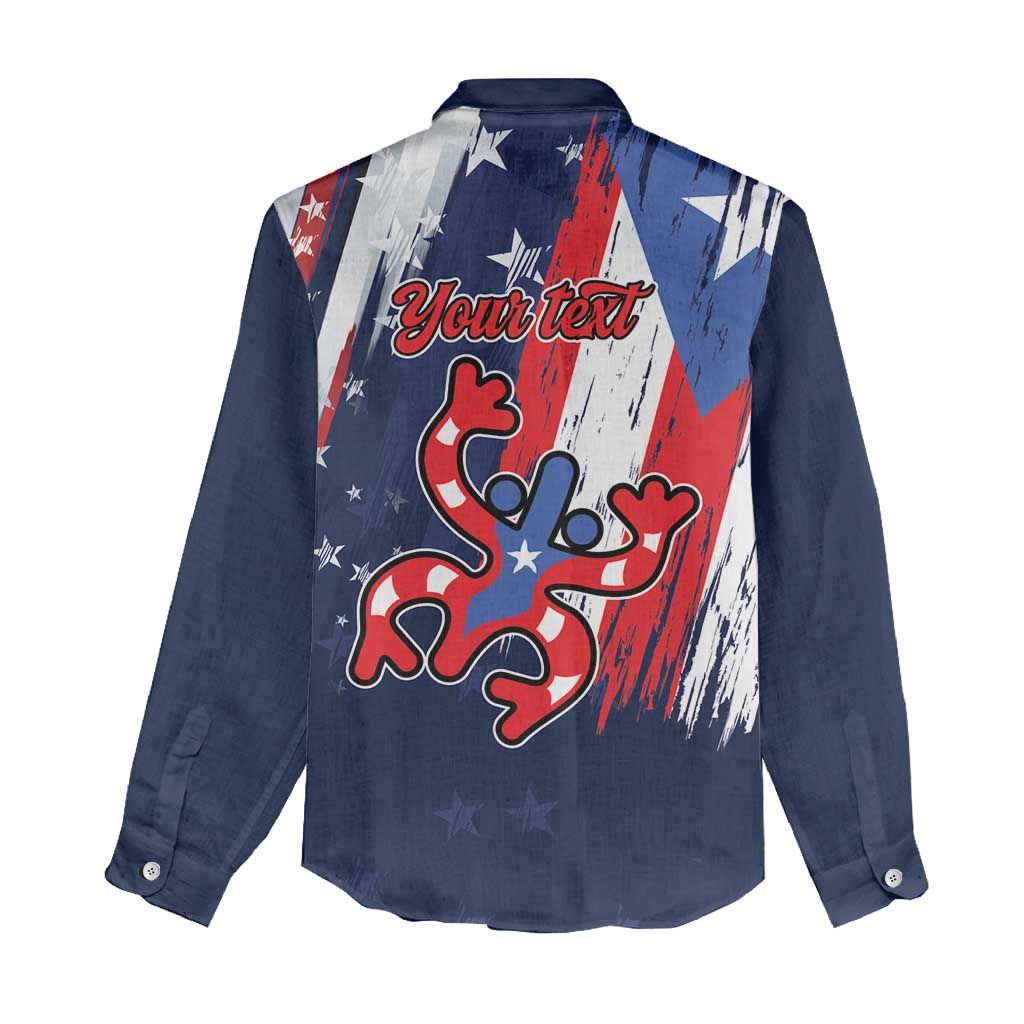 Personalized Puerto Rico American Women Casual Shirt Boricua Taino Frog