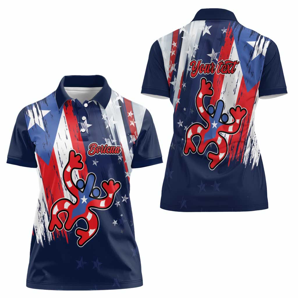 Personalized Puerto Rico American Women Polo Shirt Boricua Taino Frog