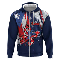Personalized Puerto Rico American Zip Hoodie Boricua Taino Frog