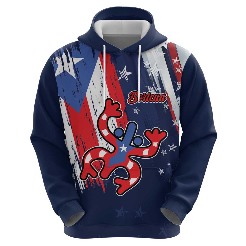 Personalized Puerto Rico American Zip Hoodie Boricua Taino Frog