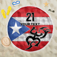 Puerto Rico Football Custom Beach Blanket Come On El Huracan Azul