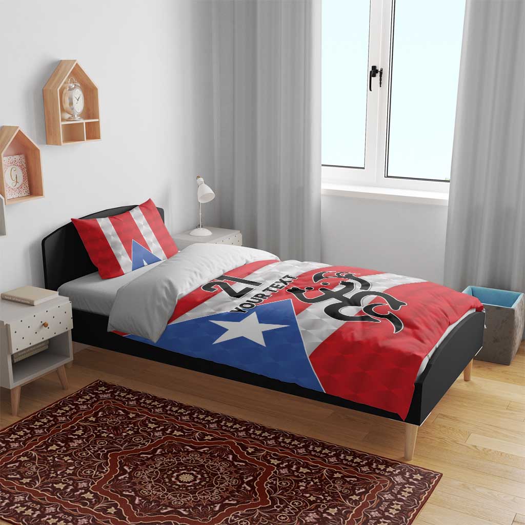 Puerto Rico Football Custom Bedding Set Come On El Huracan Azul