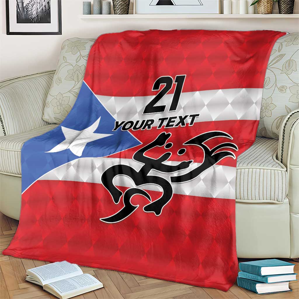 Puerto Rico Football Custom Blanket Come On El Huracan Azul