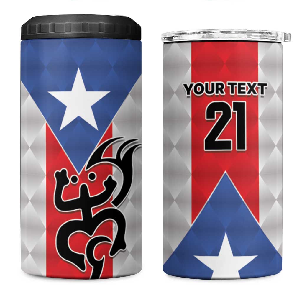Puerto Rico Football Custom 4 in 1 Can Cooler Tumbler Come On El Huracan Azul