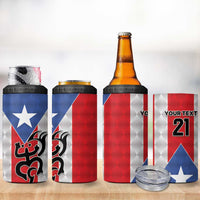 Puerto Rico Football Custom 4 in 1 Can Cooler Tumbler Come On El Huracan Azul