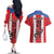Puerto Rico Football Custom Couples Matching Off The Shoulder Long Sleeve Dress and Hawaiian Shirt Come On El Huracan Azul