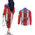 Puerto Rico Football Custom Couples Matching Off The Shoulder Long Sleeve Dress and Long Sleeve Button Shirt Come On El Huracan Azul