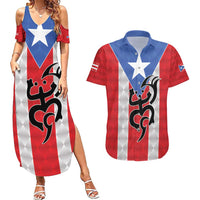 Puerto Rico Football Custom Couples Matching Summer Maxi Dress and Hawaiian Shirt Come On El Huracan Azul