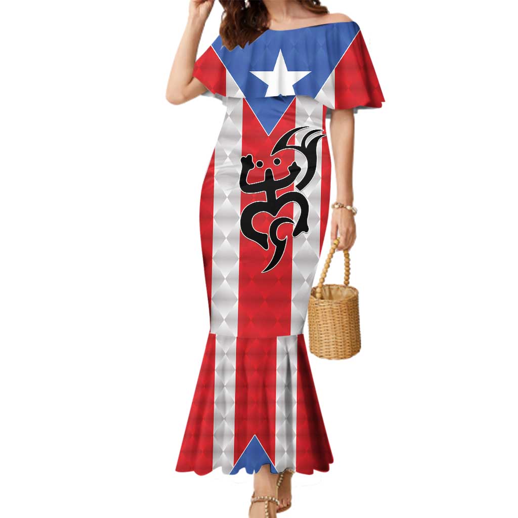 Puerto Rico Football Custom Family Matching Mermaid Dress and Hawaiian Shirt Come On El Huracan Azul