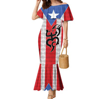 Puerto Rico Football Custom Family Matching Mermaid Dress and Hawaiian Shirt Come On El Huracan Azul