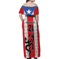 Puerto Rico Football Custom Family Matching Off Shoulder Maxi Dress and Hawaiian Shirt Come On El Huracan Azul