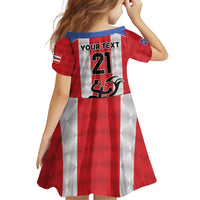 Puerto Rico Football Custom Family Matching Off Shoulder Short Dress and Hawaiian Shirt Come On El Huracan Azul