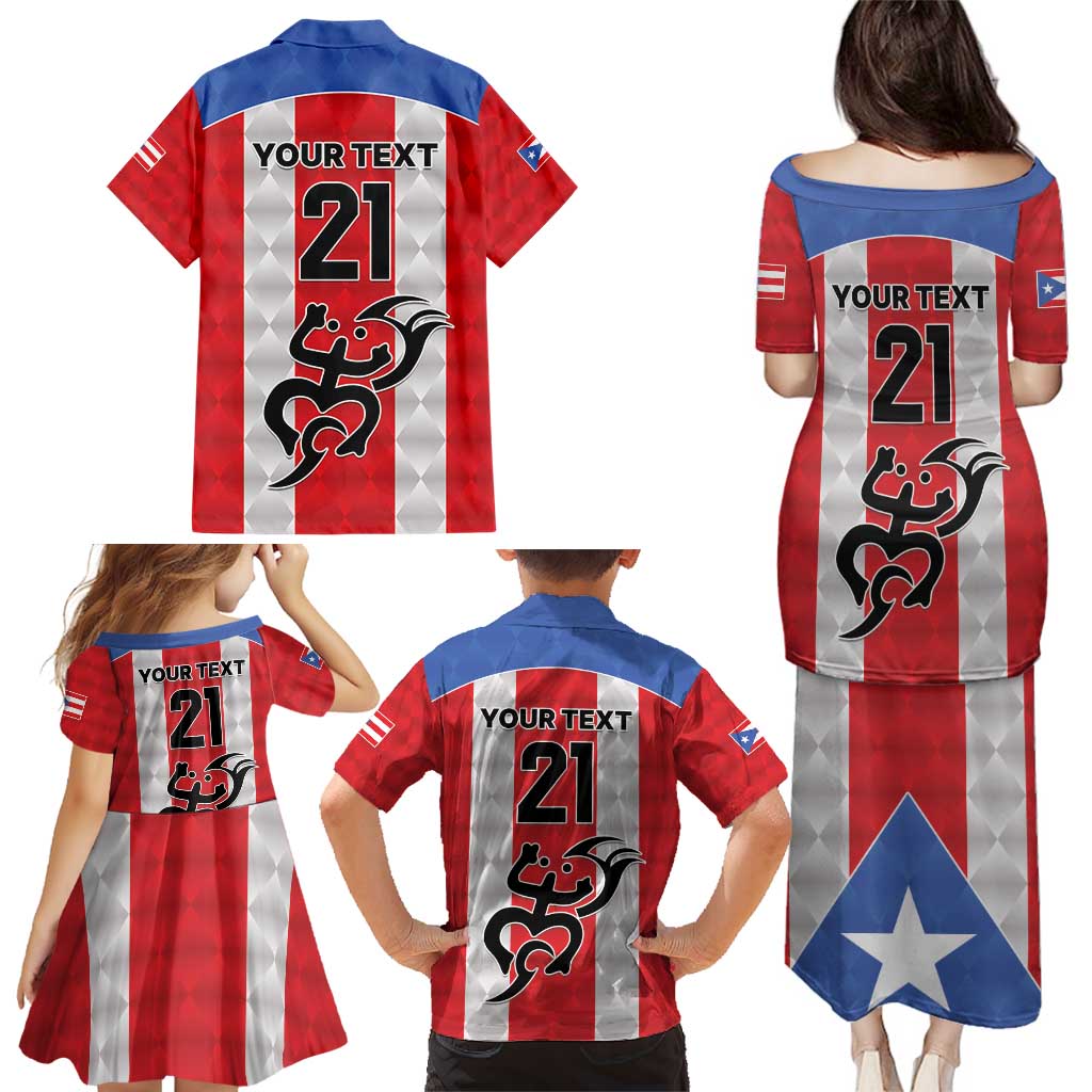 Puerto Rico Football Custom Family Matching Puletasi and Hawaiian Shirt Come On El Huracan Azul