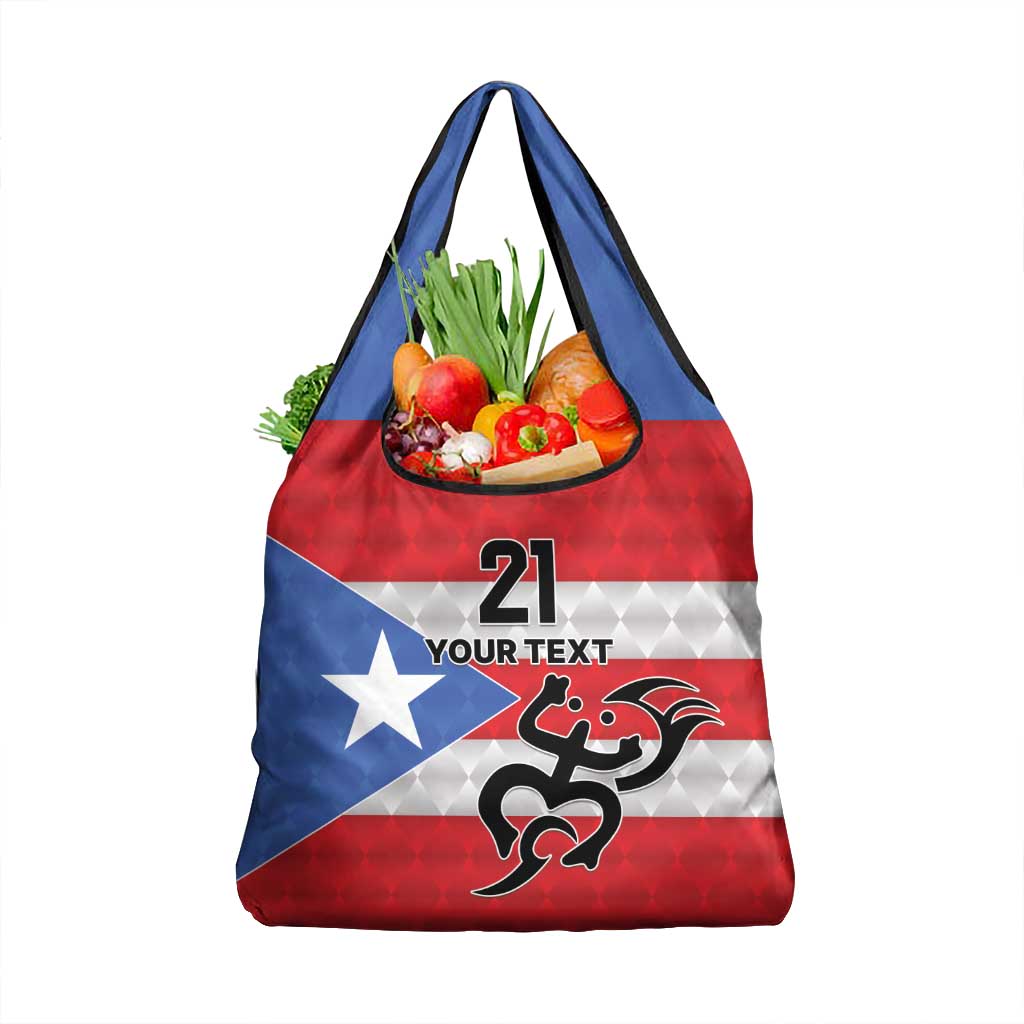 Puerto Rico Football Custom Grocery Bag Come On El Huracan Azul