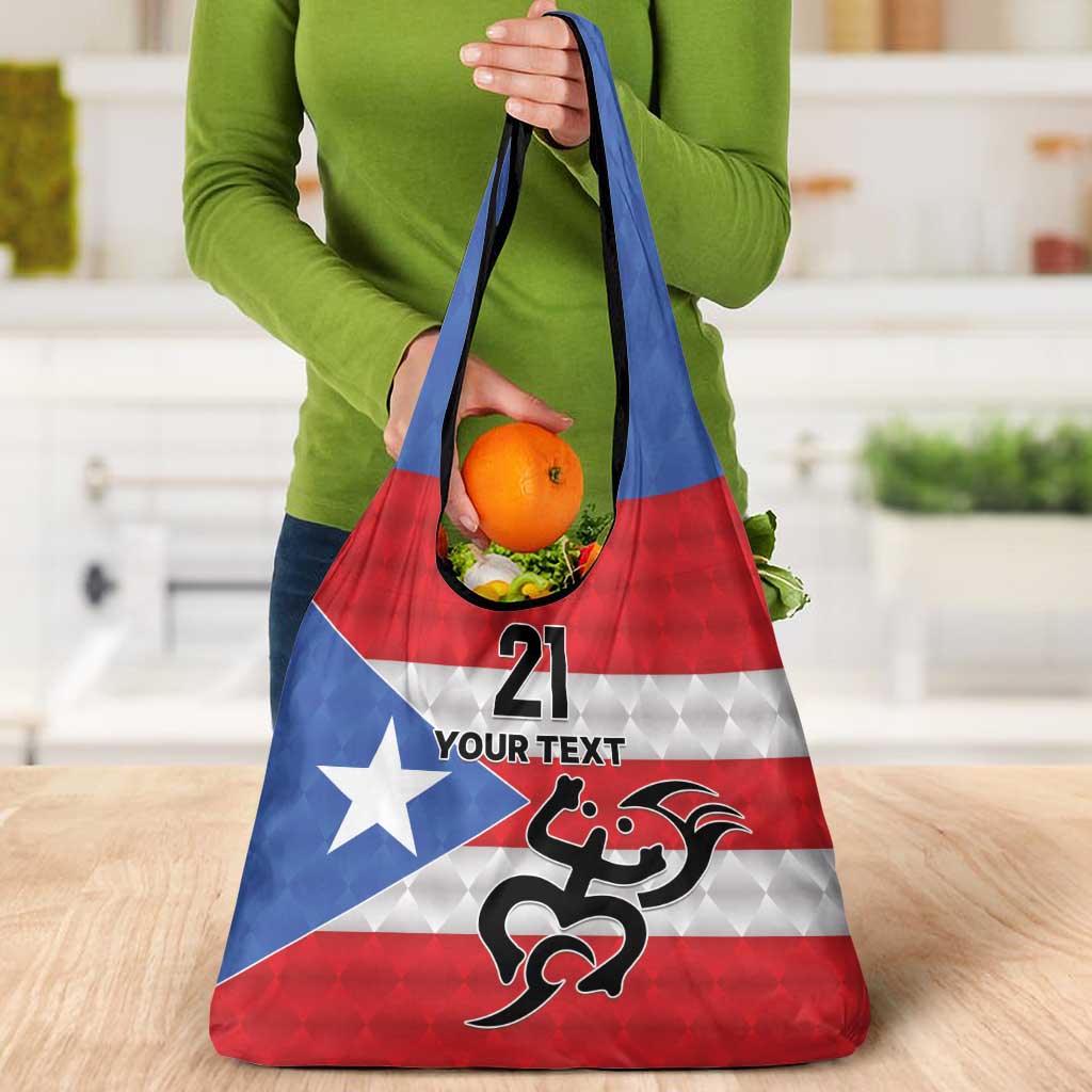 Puerto Rico Football Custom Grocery Bag Come On El Huracan Azul