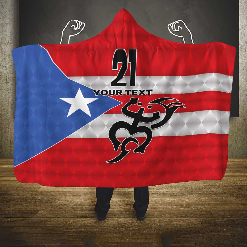 Puerto Rico Football Custom Hooded Blanket Come On El Huracan Azul