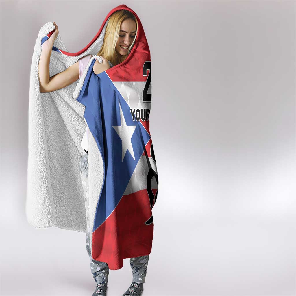 Puerto Rico Football Custom Hooded Blanket Come On El Huracan Azul