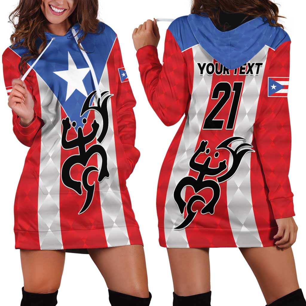 Puerto Rico Football Custom Hoodie Dress Come On El Huracan Azul