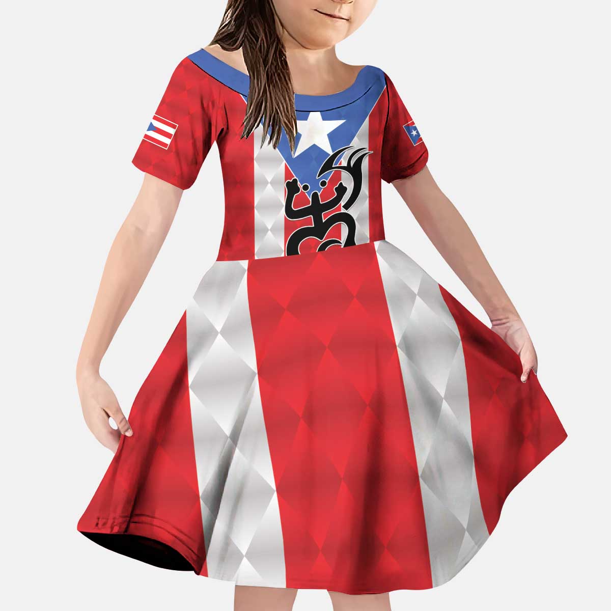 Puerto Rico Football Custom Kid Short Sleeve Dress Come On El Huracan Azul