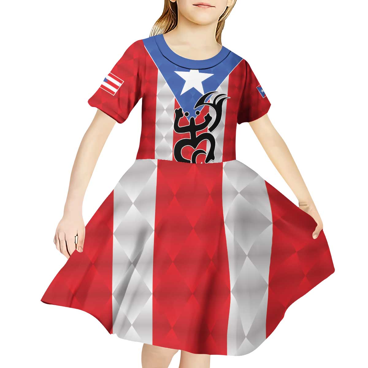 Puerto Rico Football Custom Kid Short Sleeve Dress Come On El Huracan Azul